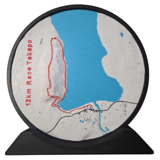 12km Race Tekapo course 3D printed map (20cm)