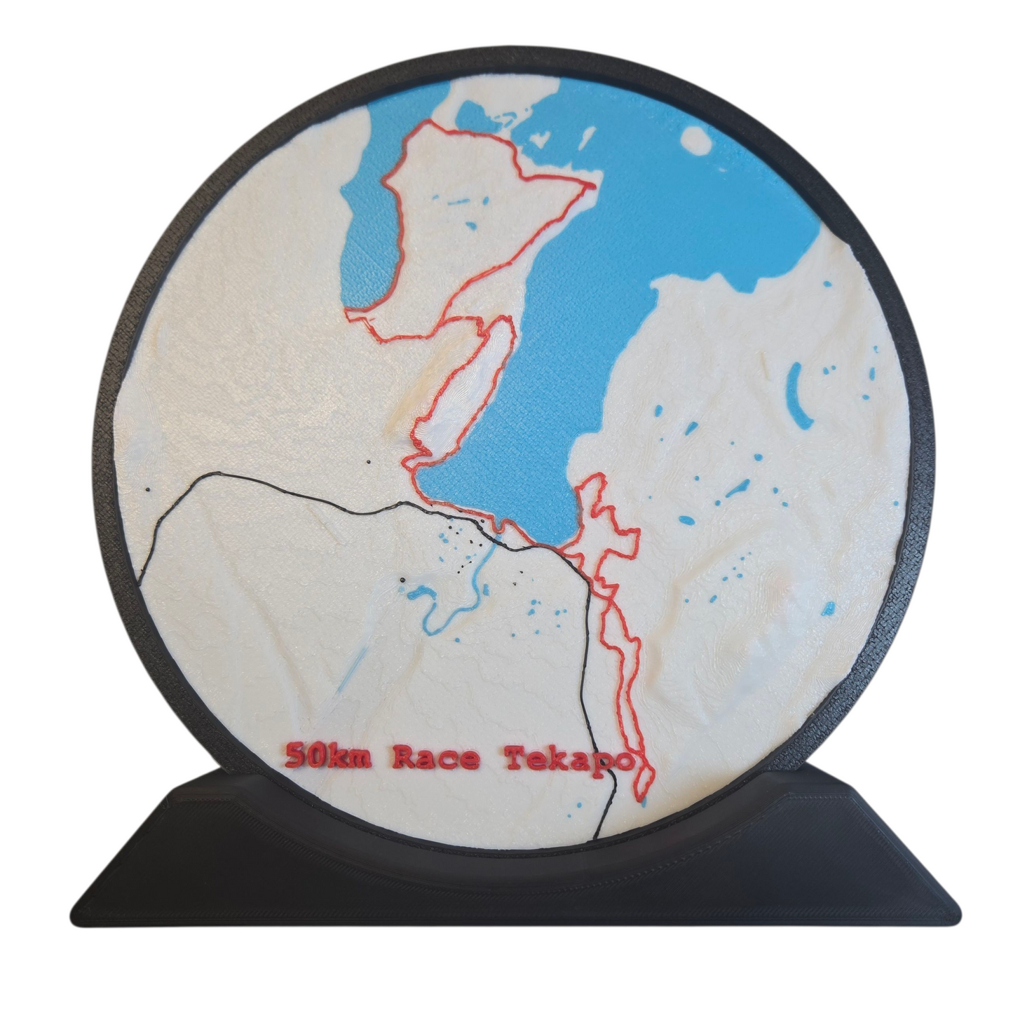 50km Race Tekapo course 3D printed map (20cm)
