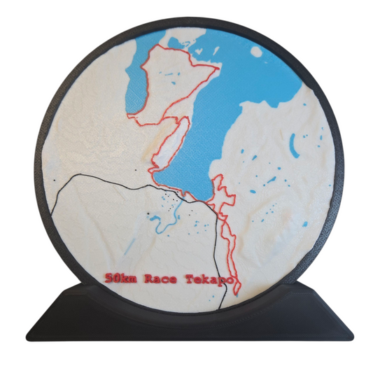 50km Race Tekapo course 3D printed map (20cm)